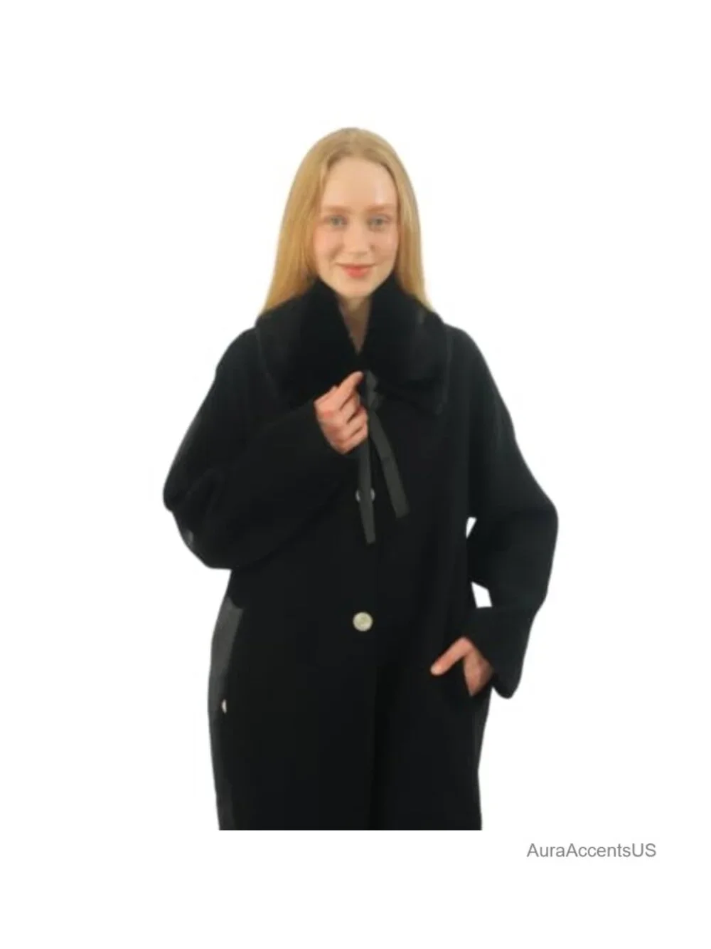 Faux Fur Collar Scarf Women's Winter Neck Warmer with Ribbon Ties